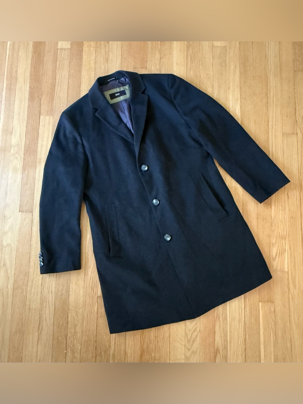 BOSS Hugo Boss The Stratus Men’s Wool Cashmere Overcoat Black 44R